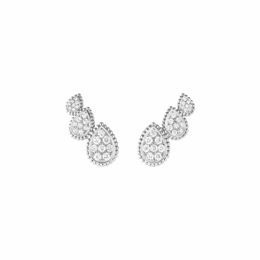 Boucheron Serpent Bohème chip earrings, 3 patterns in white gold and diamonds