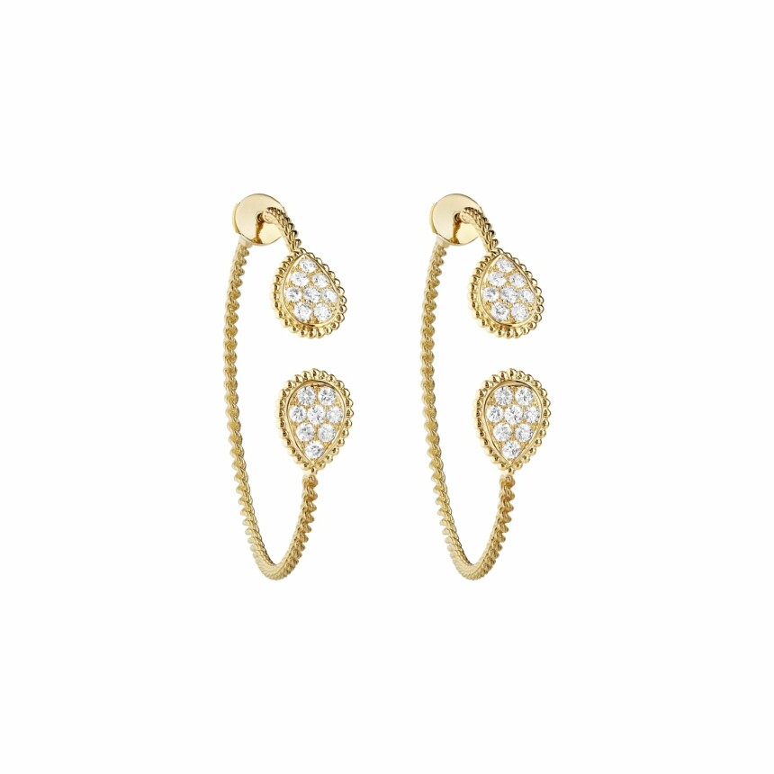 Boucheron Serpent Bohème creoles earrings, S pattern in yellow gold and diamonds