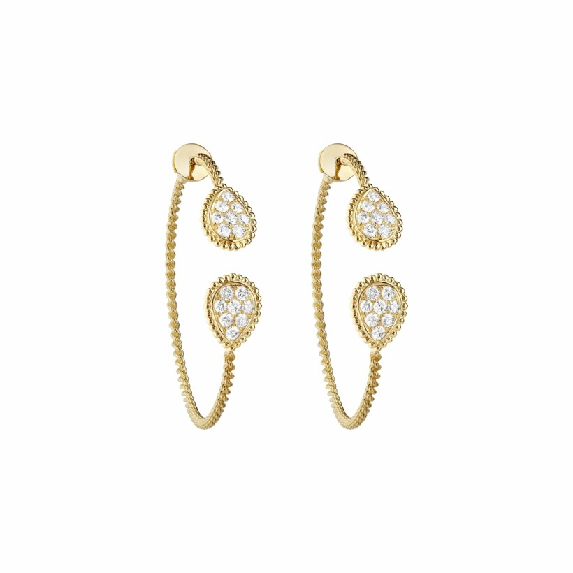 Boucles d'oreilles créoles Boucheron Serpent Bohème motif S en or jaune et diamants