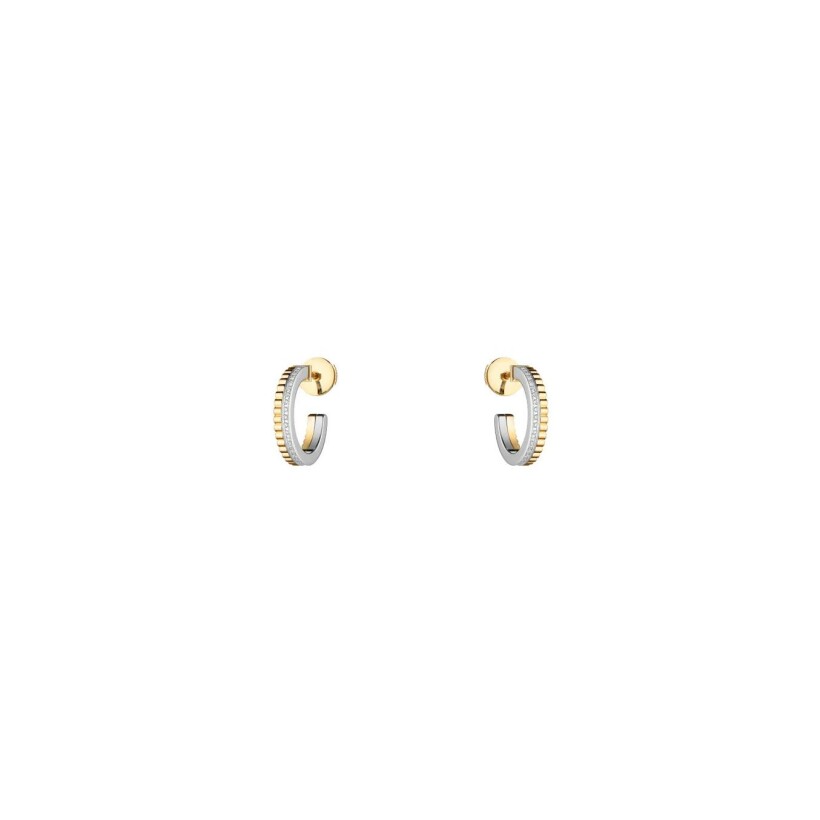 Boucles d'oreilles créoles Boucheron Quatre Radiant Edition en or blanc, or jaune et diamants