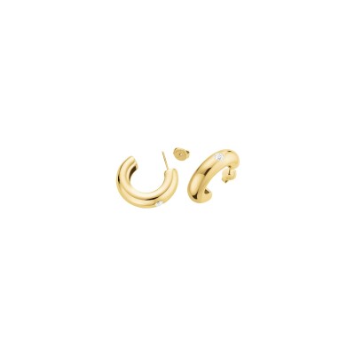 Boucles d'oreilles Rosefield Bold Solitary en acier doré et zircon