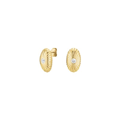 Boucles d'oreilles Rosefield Bold Solitary en acier doré et zircon