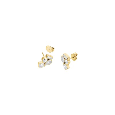 Boucles d'oreilles Rosefield Playful Diamonds en acier doré et zircon