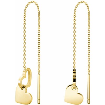 Boucles d'oreilles Rosefield Rosefield chaîne double cœur en acier doré