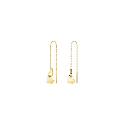 Boucles d'oreilles Rosefield Rosefield chaîne double cœur en acier doré