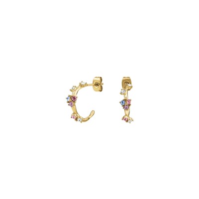 Boucles d'oreilles Rosefield en acier plaqué or jaune et cristaux