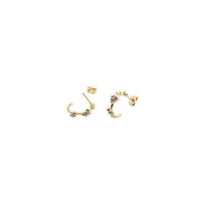 Boucles d'oreilles Rosefield en acier plaqué or jaune et cristaux