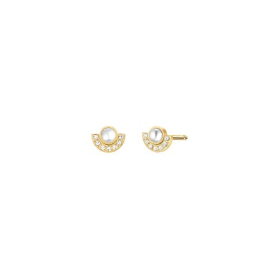 Puces d'oreilles Rosefield en acier doré et cristaux swarovski