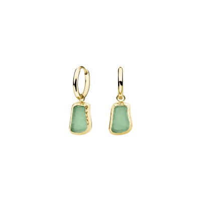 Boucles d'oreilles Rosefield en acier plaqué or jaune et aventurine