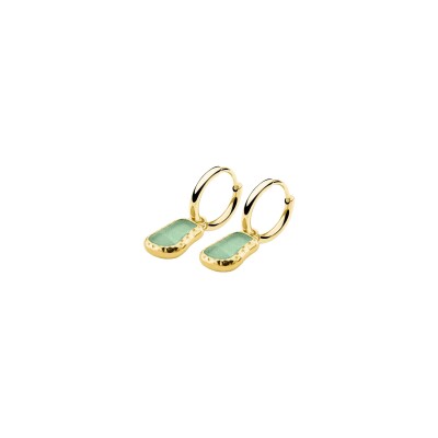 Boucles d'oreilles Rosefield en acier plaqué or jaune et aventurine