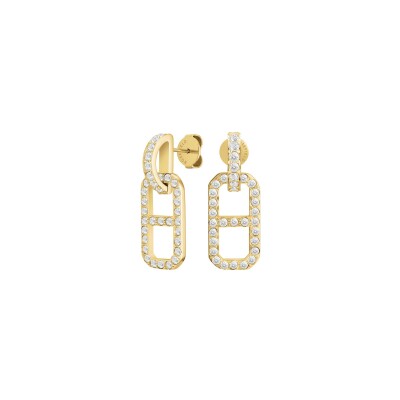Boucles d'oreilles Rosefield Fine Octagon en acier doré et zircon