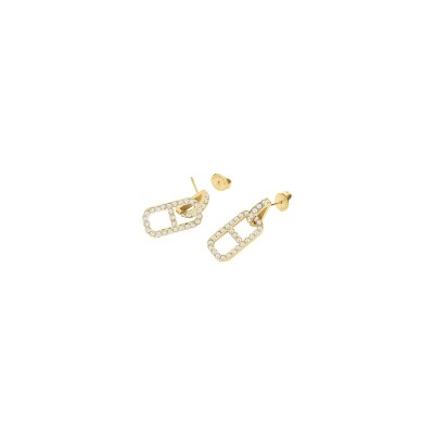 Boucles d'oreilles Rosefield Fine Octagon en acier doré et zircon