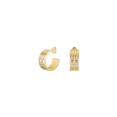 Boucles d'oreilles Rosefield Fine Octagon en acier doré et zircon