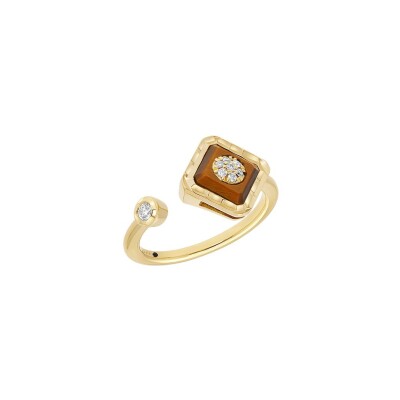 Bague Korloff Korlove en or jaune, oeil de tigre et diamant 0.36ct