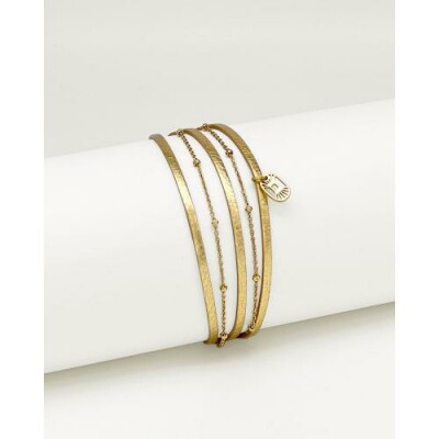 Bracelet FlowersforZoé JESSICA Metallic Gold en cuir et métal, T2