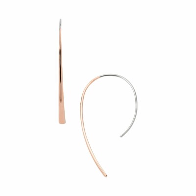 Boucles d'oreilles biseautées FOSSIL en métal doré rose