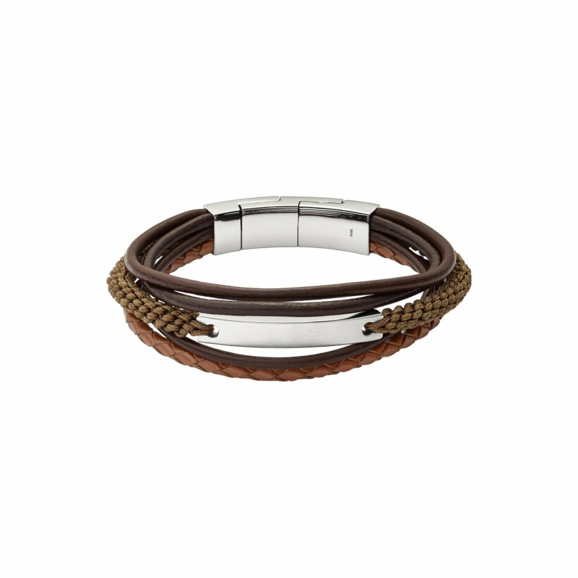Bracelet FOSSIL en cuir et acier