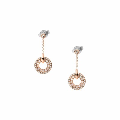 Boucles d'oreilles FOSSIL Classics en métal doré rose et nacre