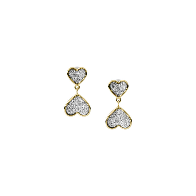 Boucles d'oreilles Fossil Classic Valentine en acier et métal doré