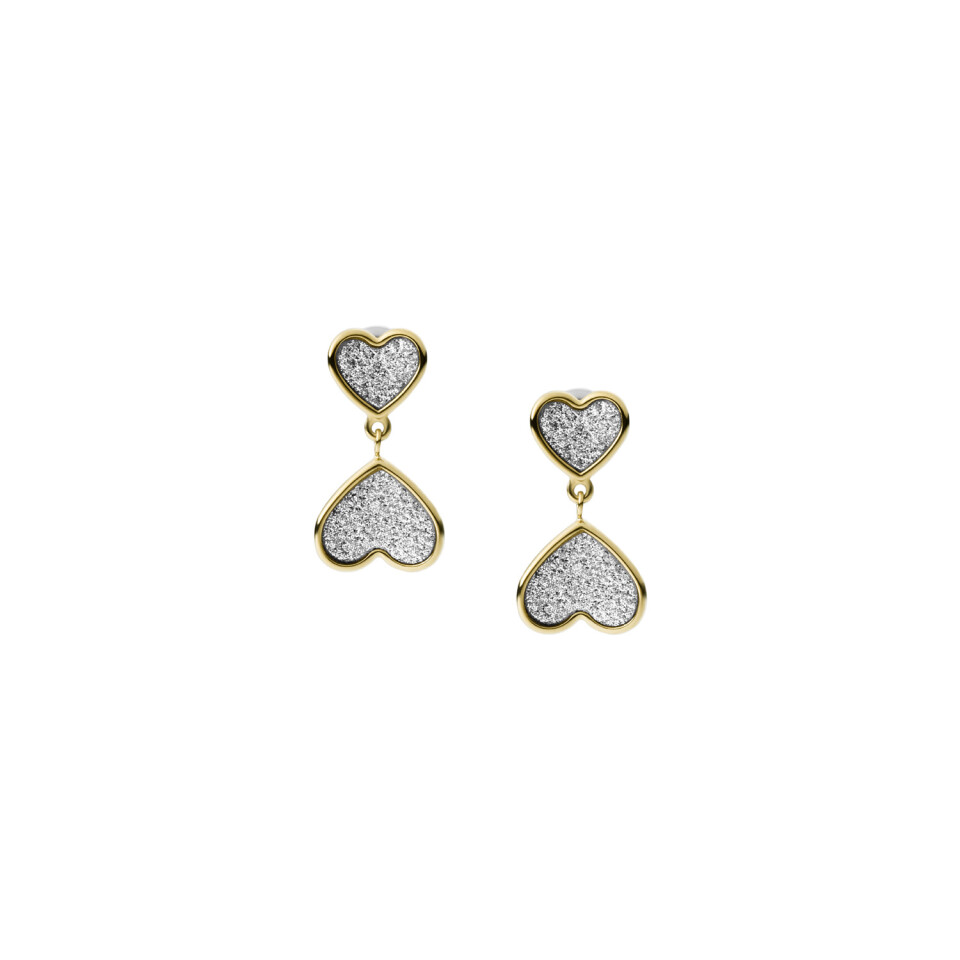Boucles d'oreilles Fossil Classic Valentine en acier et métal doré