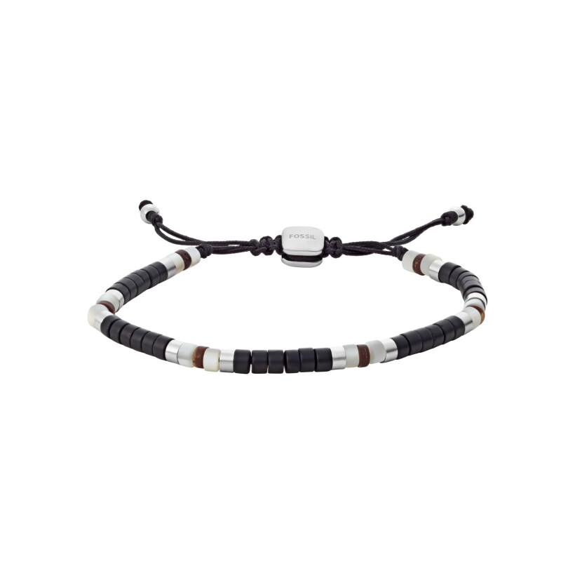 Bracelet Fossil Summer Beads en lien noir et acier