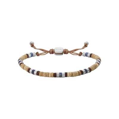 Bracelet Fossil Summer Beads en lien brun et acier