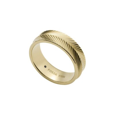 Bague FOSSIL Linear Texture en acier et oxyde de zirconium