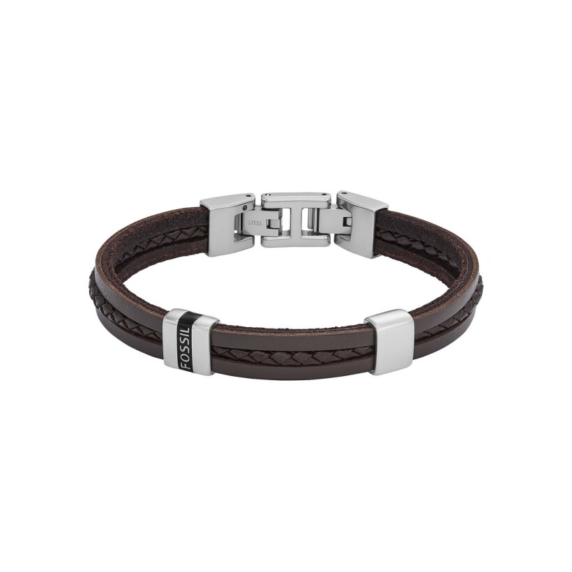 Bracelet Fossil Leather Essentials en acier et cuir