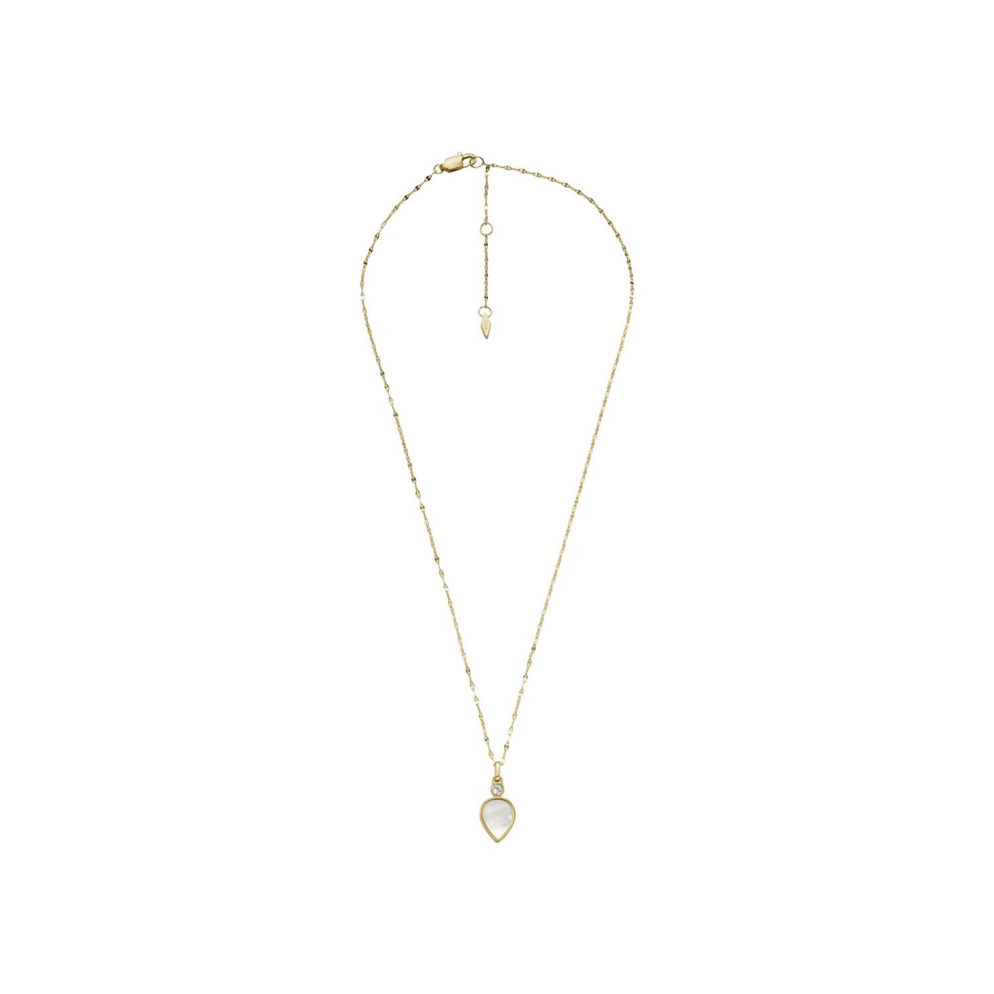 Collier Fossil Mop Teardrop en acier inoxydable et nacre