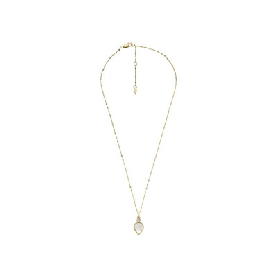 Collier Fossil Mop Teardrop en acier inoxydable et nacre