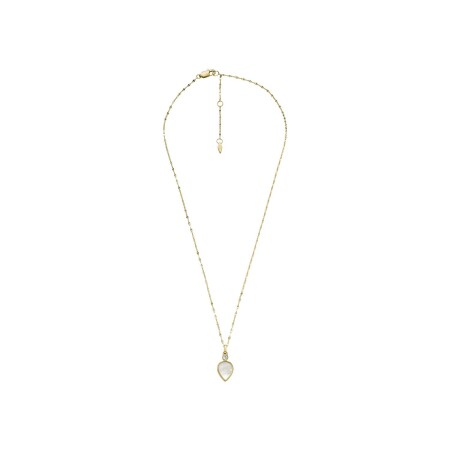 Collier Fossil Mop Teardrop en acier inoxydable et nacre