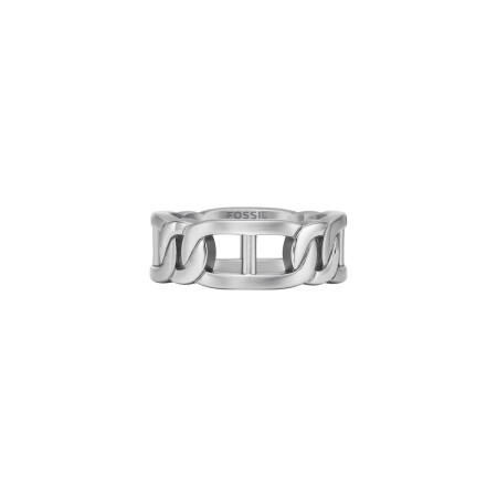 Bague FOSSIL D Link en acier et oxyde de zirconium