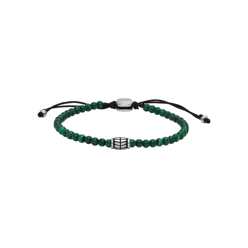 Bracelet FOSSIL Beads en acier et malachite