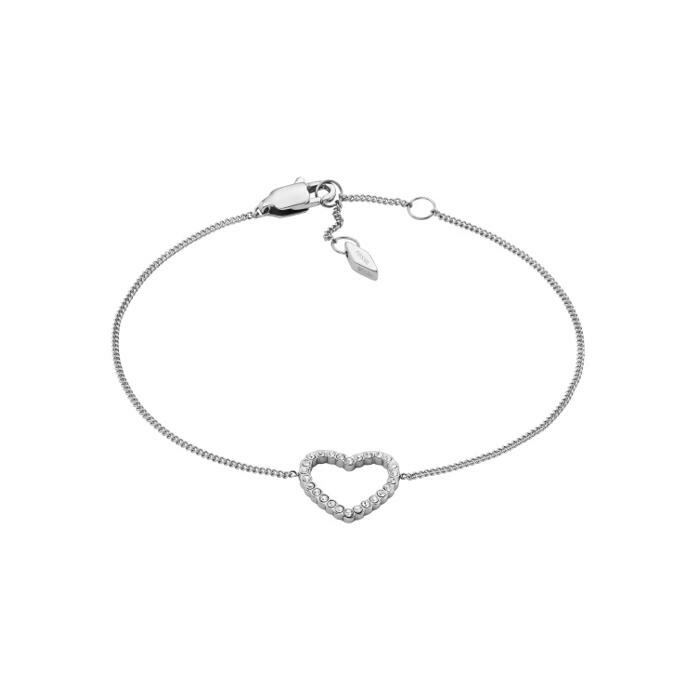 Bracelet FOSSIL Open Heart en acier et verre