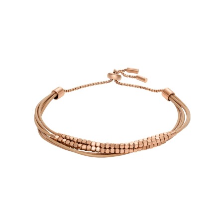 Bracelet Fossil All Stacked Up en métal doré rose et cuir