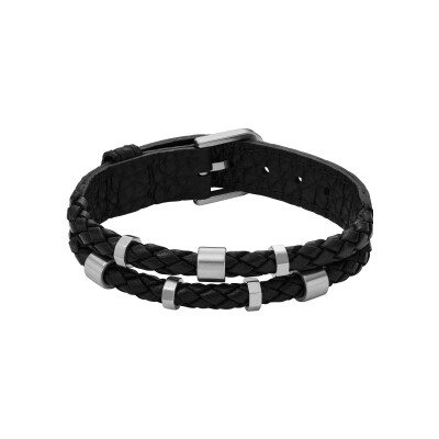 Bracelet Fossil Leather Essentials en cuir et acier