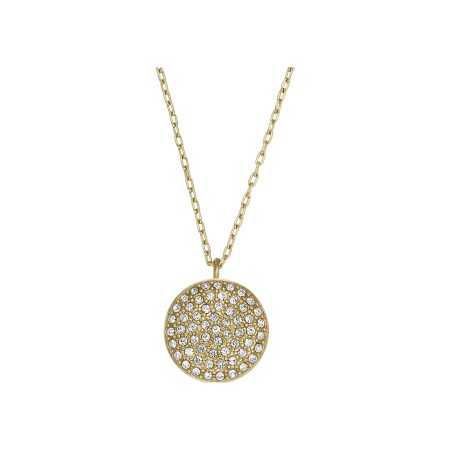 Collier Fossil Glitz Disc en acier doré et cristal