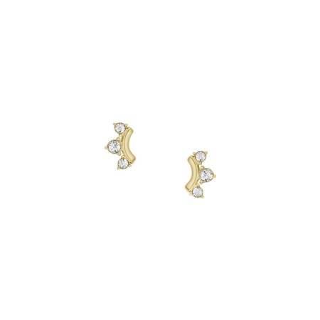 Boucles d'oreilles Fossil All Stacked Up en acier doré et cristal