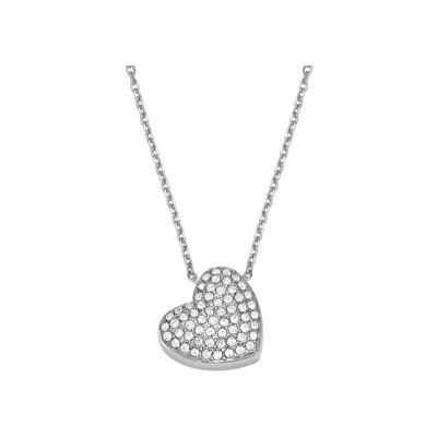 Collier FOSSIL Glitz Heart en acier