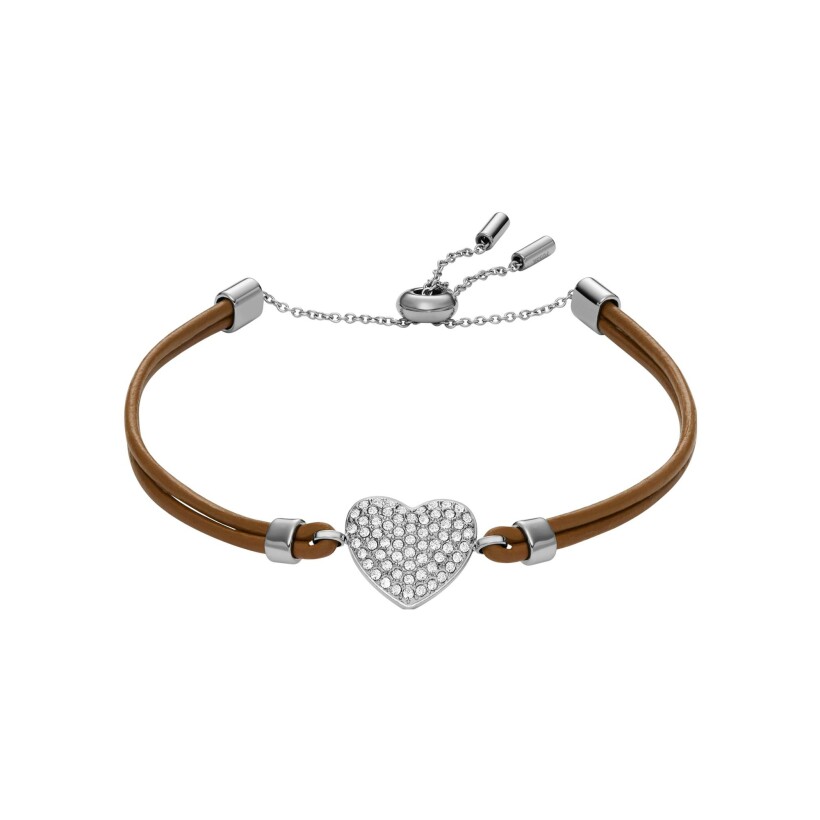 Bracelet FOSSIL Glitz Heart en cuir