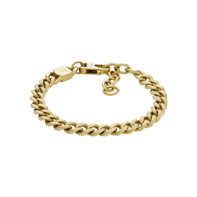 Bracelet FOSSIL Linear Texture Chain en acier doré