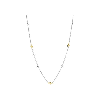 Collier Fossil Diamonds By The Yard Stars en argent, argent doré et cristaux