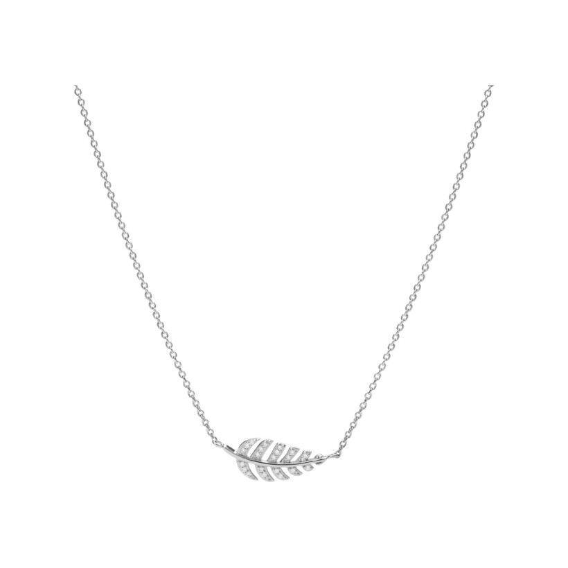 Collier Fossil Leaves en argent et cristaux