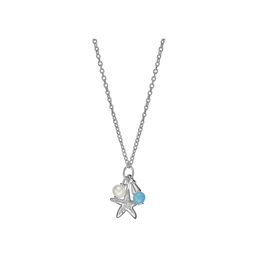 Collier Fossil Sea Stars en argent et perles