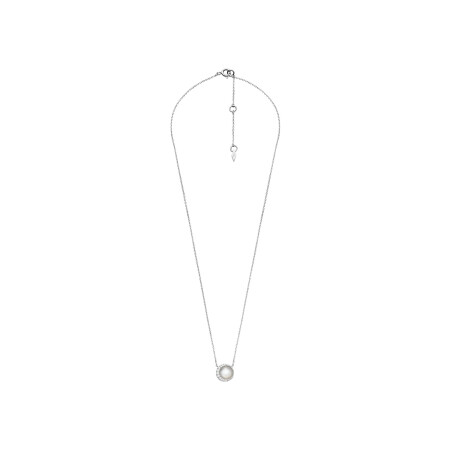 Collier Fossil Crescent en argent, nacre et verre