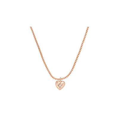 Collier Fossil True Love en argent doré rose et oxyde de zirconium