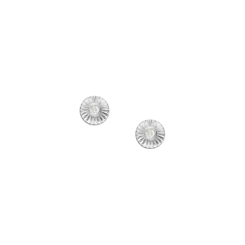 Boucles d'oreilles puces FOSSIL Texture Circle en argent et oxyde de zirconium