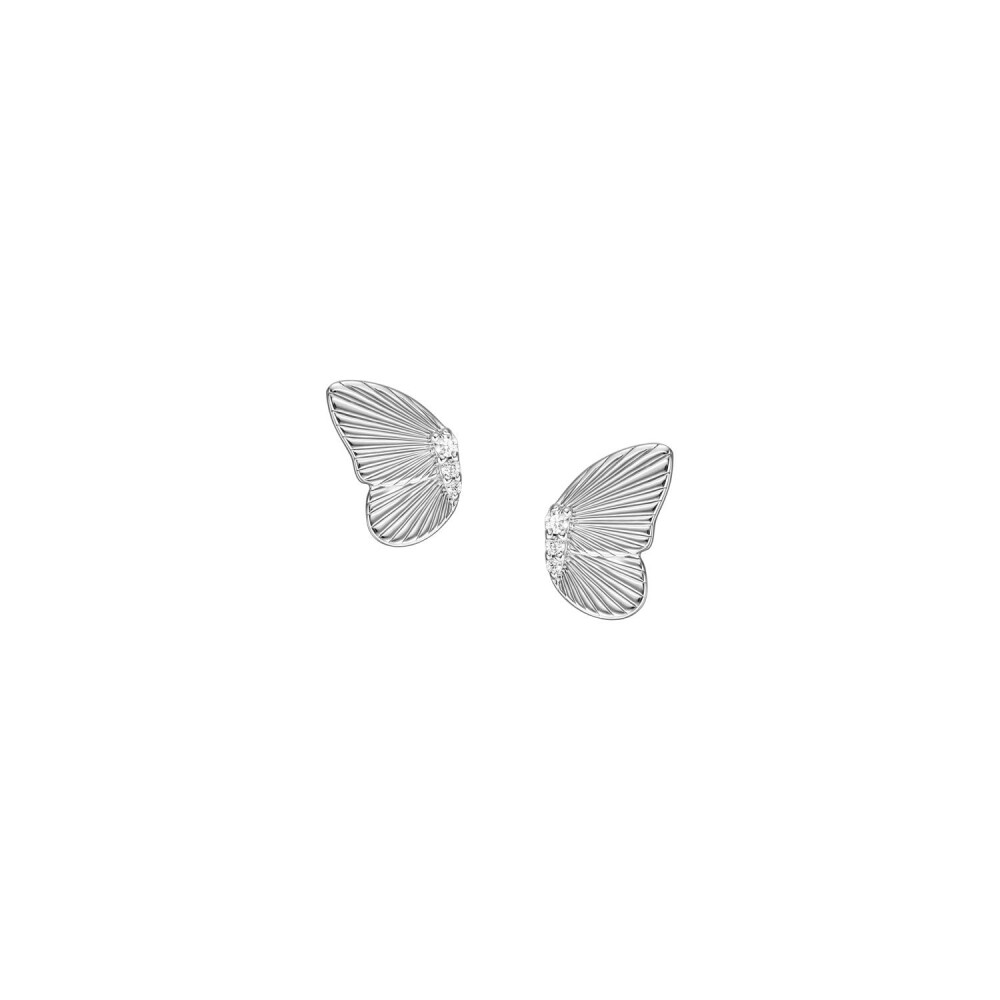 Boucles d'oreilles puces FOSSIL Butterflies en argent et oxyde de zirconium