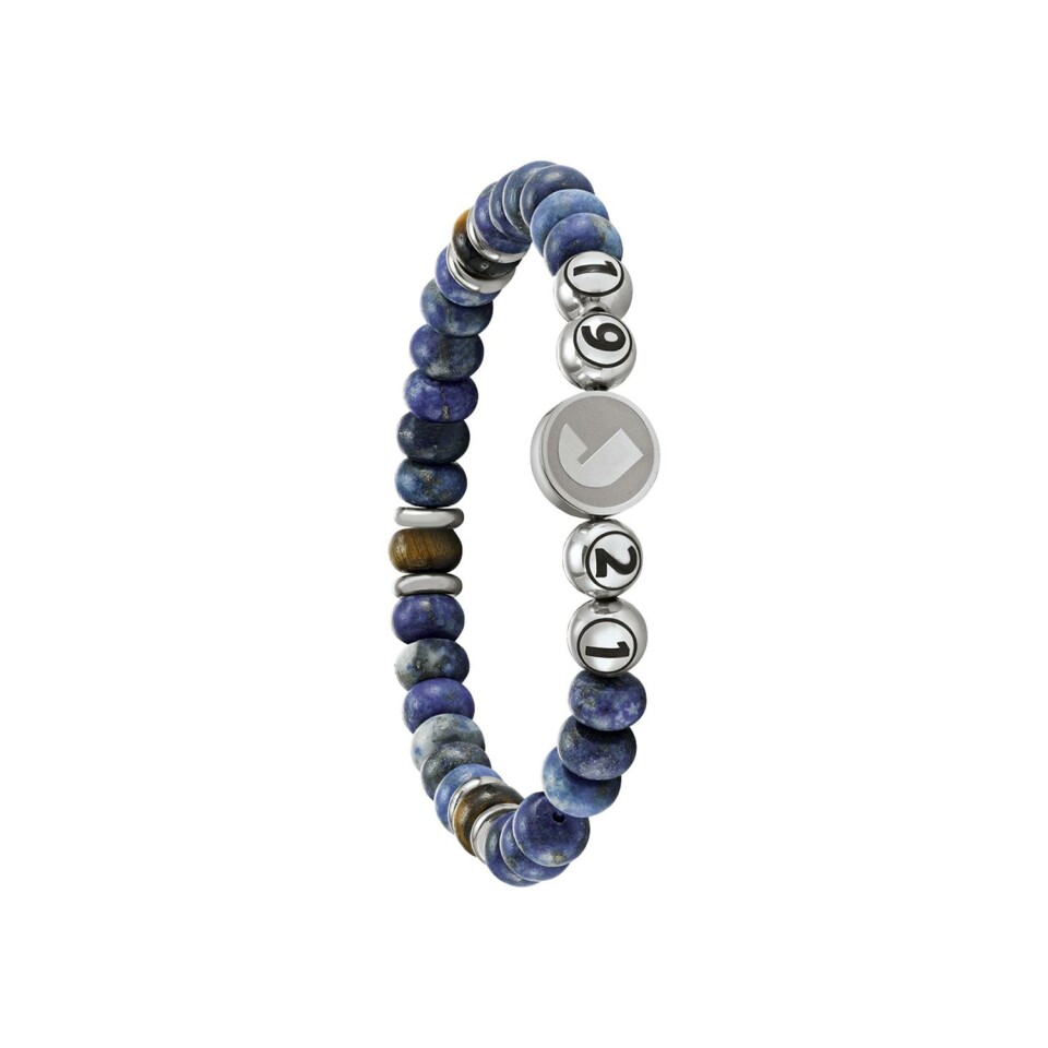 Bracelet Jourdan Bijoux Héritage Naturel Roc 1921 en argent et lapis lazuli et œil de tigre