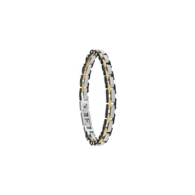 Bracelet Jourdan Bijoux Elias en acier et PVD noir et doré